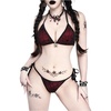 image:imageRoseSeek Womens 2 Piece Goth Swimsuits Spiderweb Graphic Halter Triangle String Bikini Set Tie Side Bathing SuitsMulticolor