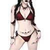 image:imageRoseSeek Womens 2 Piece Goth Swimsuits Spiderweb Graphic Halter Triangle String Bikini Set Tie Side Bathing SuitsRed