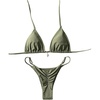 image:imageRoseSeek Womens 2 Piece High Cut Swimsuit Halter Triangle Ruched Bikini Sets Vacation Bathing SuitArmy Green