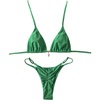 image:imageRoseSeek Womens 2 Piece High Cut Swimsuit Halter Triangle Ruched Bikini Sets Vacation Bathing SuitBright Green