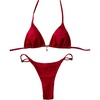 image:imageRoseSeek Womens 2 Piece High Cut Swimsuit Halter Triangle Ruched Bikini Sets Vacation Bathing SuitRed Violet