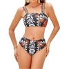 image:imageRoseSeek Womens 2 Piece High Waisted Bikini Sets Graphic Wireless Bathing Suit Padded Beach SwimsuitsMulticolor Black