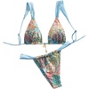 image:imageRoseSeek Womens 2 Piece Leopard Floral Bathing Suit Wireless Triangle Swimsuit High Waisted Bikini SetsBlue Multicolor