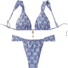 image:imageRoseSeek Womens 2 Piece Leopard Floral Bathing Suit Wireless Triangle Swimsuit High Waisted Bikini SetsBlue and White
