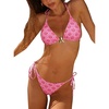 image:imageRoseSeek Womens 2 Piece Leopard Floral Bikini Sets Halter Triangle String Bathing Suit Starfish Metal SwimsuitsHot Pink