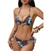 image:imageRoseSeek Womens 2 Piece Leopard Floral Bikini Sets Halter Triangle String Bathing Suit Starfish Metal SwimsuitsMulticolor Brown