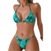 image:imageRoseSeek Womens 2 Piece Leopard Floral Bikini Sets Ring Triangle Halter Bathing Suit Tie Back SwimsuitFloral Green