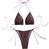 image:imageRoseSeek Womens 2 Piece Polka Dots Bikini Sets High Waisted Triangle Halter String Thong SwimsuitBrown and Pink