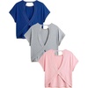 image:imageRoseSeek Womens 3 Packs Open Back Tops T Shirt Criss Cross Cut Out Tee Short Sleeve Crewneck Summer Backless TopsBlue Pink Grey