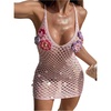 image:imageRoseSeek Womens 3D Floral Crochet Mini Dress Hollow Out Cami Dress Bikini Coverup Dresses BeachwearPink