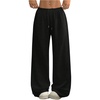 image:imageRoseSeek Womens Acid Washed Baggy Sweatpants Drawstring Waist Wide Straight Leg Track PantsPure Black