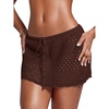image:imageRoseSeek Womens Bathing Suit Cover Up Crochet Beach Skirt Knit Drawstring Sheer Mesh Swim Coverups SwimwearDeep Brown