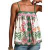 image:imageRoseSeek Womens Boho Floral Camisole Tops Graphic Spaghetti Strap Tank Top Beach Vacation ClothesGreen and White