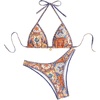 image:imageRoseSeek Womens Boho High Cut Bikini Sets Halter Triangle Padded Bathing Suit 2 Piece Retro SwimsuitOrange