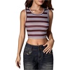 image:imageRoseSeek Womens Camo Graphic Tank Top Crewneck Sleeveless Fitted Crop Tops Summer ClothesMulticolor Striped