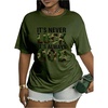 image:imageRoseSeek Womens Camo Letter Print T Shirts Crew Neck Short Sleeve Tee Tops Streetwear TopsOlive Green
