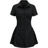 image:imageRoseSeek Womens Casual Button Down Tshirt Dress Short Sleeve Fit and Flare Mini DressesBlack