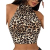 image:imageRoseSeek Womens Cheetah Backless Halter Top Sleeveless Tie Back Crop Tank Tops Going Out OutfitsMulticolor Leopard