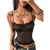 image:imageRoseSeek Womens Cheetah Lace Tank Tops Spaghetti Strap Slim Fit Y2k Going Out Summer Crop Tops CamisoleBrown
