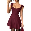 image:imageRoseSeek Womens Cocktail Dresses Sweetheart Neck Sleeveless Mini Dress Slim Fit High Waisted A Line DressBurgundy
