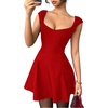image:imageRoseSeek Womens Cocktail Dresses Sweetheart Neck Sleeveless Mini Dress Slim Fit High Waisted A Line DressRed