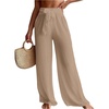 image:imageRoseSeek Womens Cover Up Beach Pants Tie Front Mesh Wide Leg Loose Bathing Suit Beach Cover Up PantsBrown Khaki