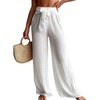 image:imageRoseSeek Womens Cover Up Beach Pants Tie Front Mesh Wide Leg Loose Bathing Suit Beach Cover Up PantsPlain White