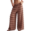 image:imageRoseSeek Womens Crochet Lace Pants Ruffle Layered Elastic Waist Mesh Bathing Suit Cover Up Beach PantsBrown