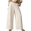 image:imageRoseSeek Womens Crochet Lace Pants Ruffle Layered Elastic Waist Mesh Bathing Suit Cover Up Beach PantsWhite Beige
