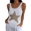 image:imageRoseSeek Womens Crochet Tank Top Star Hollow Out Cover Up Boho Beach Vest for Vacation Concert FestivalWhite