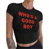 image:imageRoseSeek Womens Cropped Letter Graphic T Shirt Crewneck Short Sleeve Slogan Tee StreetwearBlack