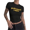 image:imageRoseSeek Womens Cropped Letter Graphic T Shirt Crewneck Short Sleeve Slogan Tee StreetwearBlack and Yellow