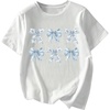 image:imageRoseSeek Womens Cute Bowknot Graphic Tees Crewneck Short Sleeve T Shirts Casual Summer TopsWhite