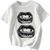 image:imageRoseSeek Womens Cute Bowknot Graphic Tees Crewneck Short Sleeve T Shirts Casual Summer TopsWhite Lips
