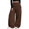 image:imageRoseSeek Womens Drawstring Elastic Waist Sweatpants Wide Leg Athletic PantsBrown