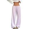 image:imageRoseSeek Womens Drawstring Waist Straight Streetwear Long Wide Leg Pants Casual Loose Baggy Workout Long Fall SweatpantsMauve Purple