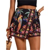 image:imageRoseSeek Womens Floral Graphic Skirt Shorts Drawstring Waist Tropical Boho Wrap SkortsFloral Black