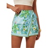 image:imageRoseSeek Womens Floral Graphic Skirt Shorts Drawstring Waist Tropical Boho Wrap SkortsMix Green