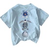 image:imageRoseSeek Womens Floral Graphic Tees Crew Neck Short Sleeve T Shirts Cute Summer TopsLight Blue