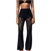 image:imageRoseSeek Womens Floral Lace Sheer Mesh Flare Pants Elastic High Waisted Long TrousersBlack
