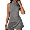 image:imageRoseSeek Womens Fold Over High Neck Tops Sleeveless Fitted Tank Tops Western OutfitDark Grey