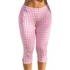 image:imageRoseSeek Womens Gingham Split Leggings Lace Low Rise Elastic Waist Skinny Capri PantsPink