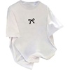 image:imageRoseSeek Womens Graphic Cherry Bow Tees Casual Letter Print Round Neck T Shirt Summer Short Sleeve Trendy TopsBow White