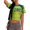 image:imageRoseSeek Womens Graphic Print Sheer Mesh Crop Tees Short Sleeve Crew Neck TShirts Going Out TopsLime Green