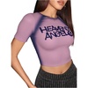 image:imageRoseSeek Womens Graphic Print Sheer Mesh Crop Tees Short Sleeve Crew Neck TShirts Going Out TopsPurple
