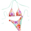 image:imageRoseSeek Womens High Waisted Bikini Sets Floral Halter Triangle Two Piece Swimsuits Cheeky Bathing SuitLight Orange