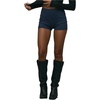 image:imageRoseSeek Womens High Waisted Mini Shorts Ruched Skinny Shorts Party Rave Hot PantsDeep Blue