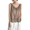 image:imageRoseSeek Womens Lace Trim Cami Tops Spaghetti Strap V Neck Sleeveless Tank Tops Y2k Vintage Retro CamisoleCoffee Brown