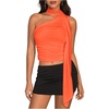 image:imageRoseSeek Womens Leopard Polka Dots Halter One Shoulder Tops Asymmetrical Slim Fit Cropped Y2K Going Out TopsOrange