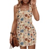 image:imageRoseSeek Womens Leopard Print Sleeveless Tank Dress Drawstring Waist Scoop Neck Dresses Summer Short DressFloral Khaki